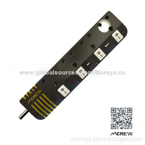 Power Strip, British Standard with 4 Outlet UK Sockets, Made in China, 100% Copper and ABS Case